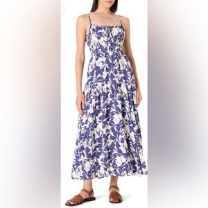 Size small The Drop- Womens Tavia Tie Front Tiered Elegant Maxi Dress